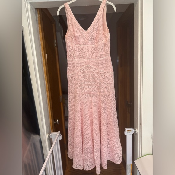 Absolutely STUNNING lace long an.Mendel dress in baby pink